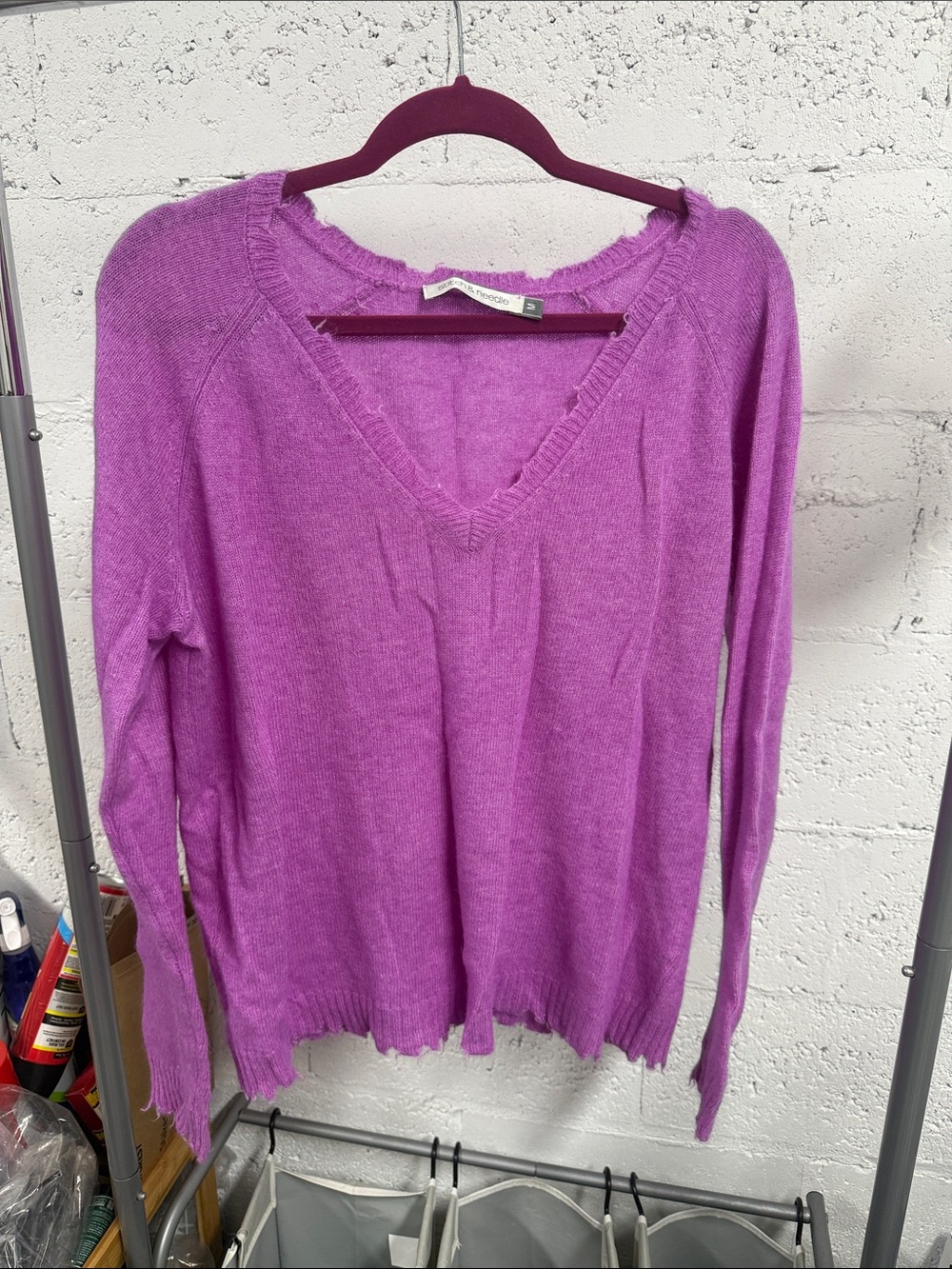 Women's V-Neck Purple Sweater - STITCH & NEEDLE - Size Medium - NWOT